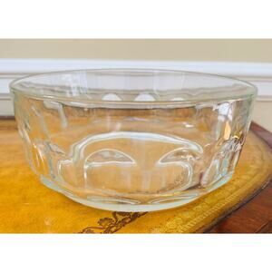 Arcoroc France c1968 Clear Glass Large Thumprint Bowl 9" by 4" VTG Serving Salad